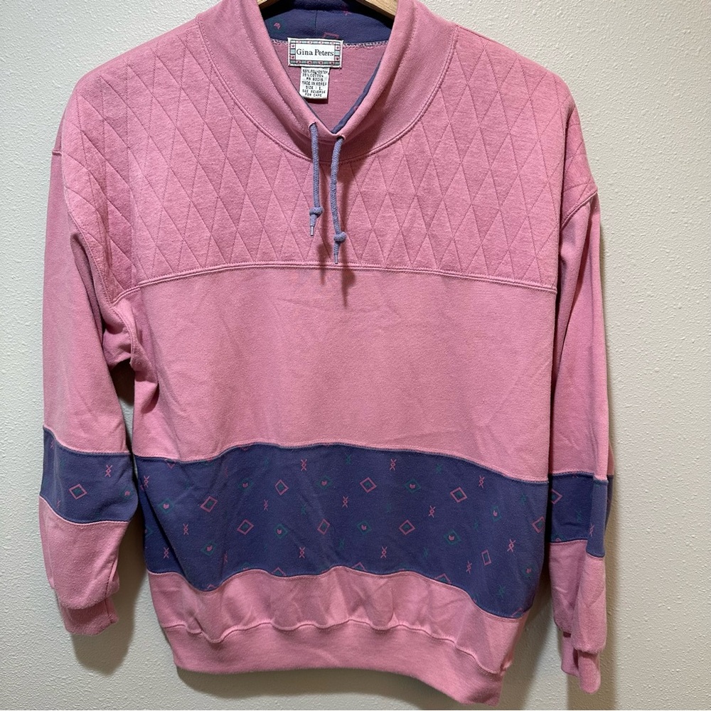 Pink & Purple Quilted Pullover Sweatshirt